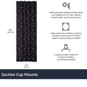 Blackout Curtain with Moon and Star Pattern
